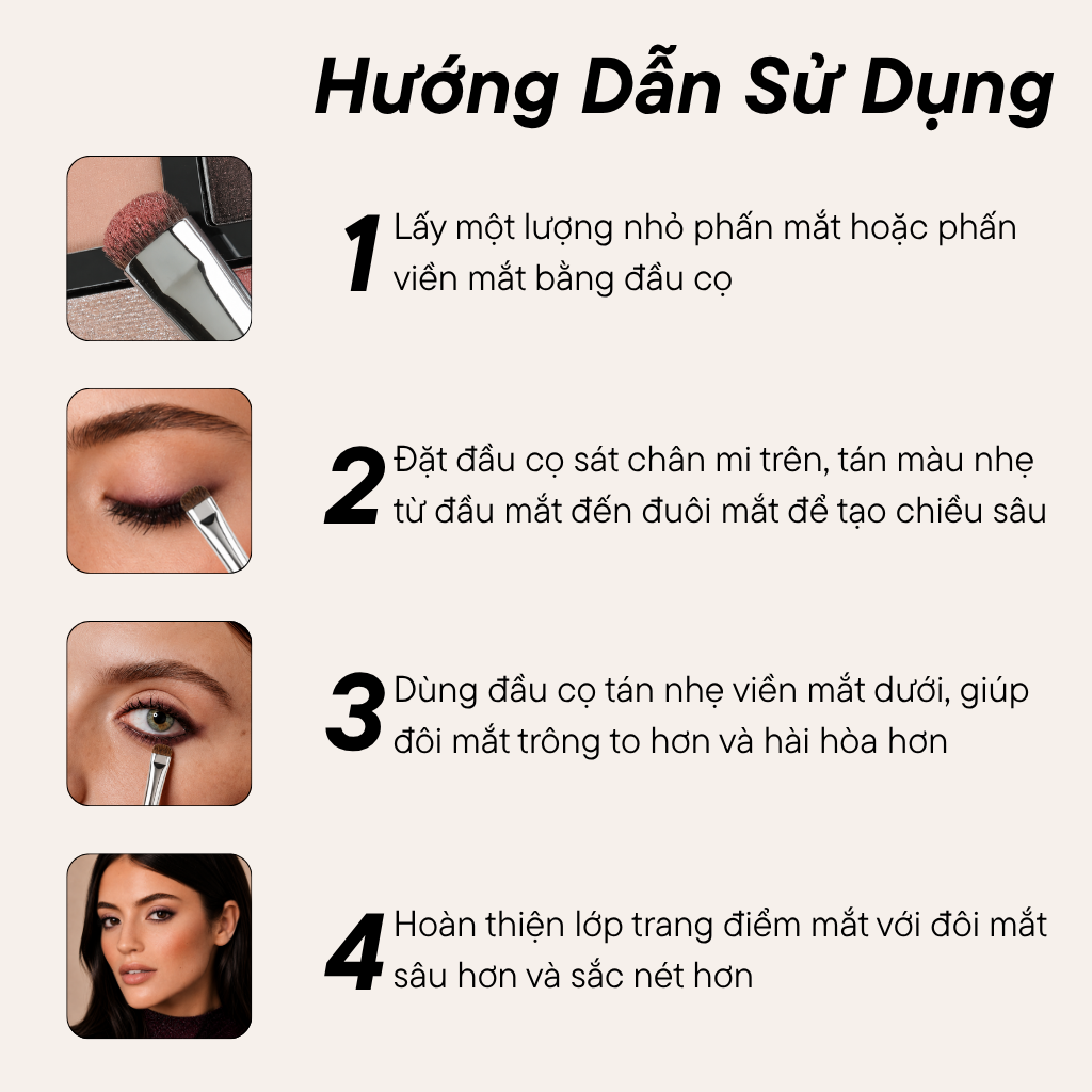 Cọ Viền Mí Trên Mí Dưới Tán Phấn Mắt Chi Tiết Bh Cosmetics Eyeshadow Brush BH218